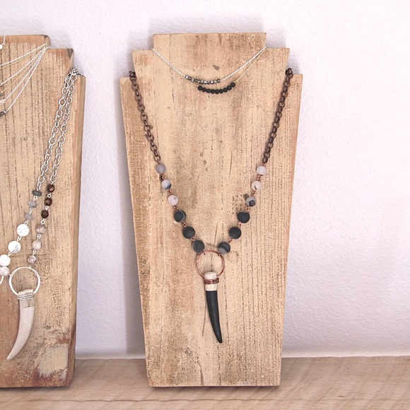 Copper with Matte Black Dipped Antler Tip Necklace - Picture 1 of 3